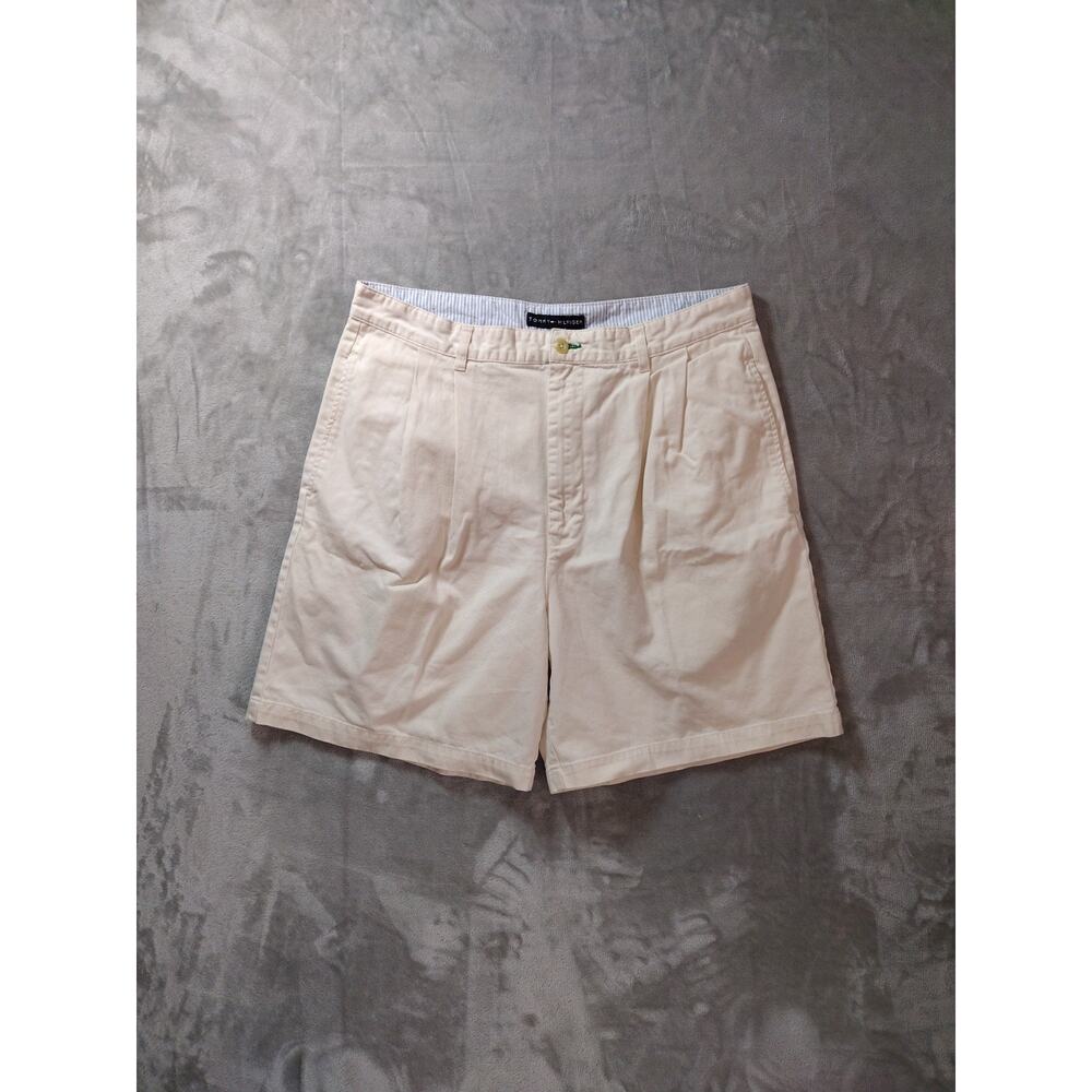 Tommy Hilfer Chino Shorts Mens 36 Ivory Preppy City Dress Casual
